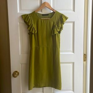 Sari Gueron green silk dress xs gorgeous condition!